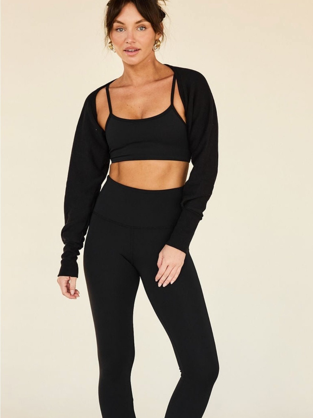 Women's Black Cotton Long Sleeve Cropped Shrug XL NWT